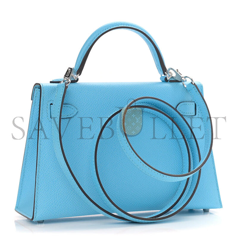H**me5 master mini kelly epsom blue celeste palladium hardware (19*12*5.5cm)